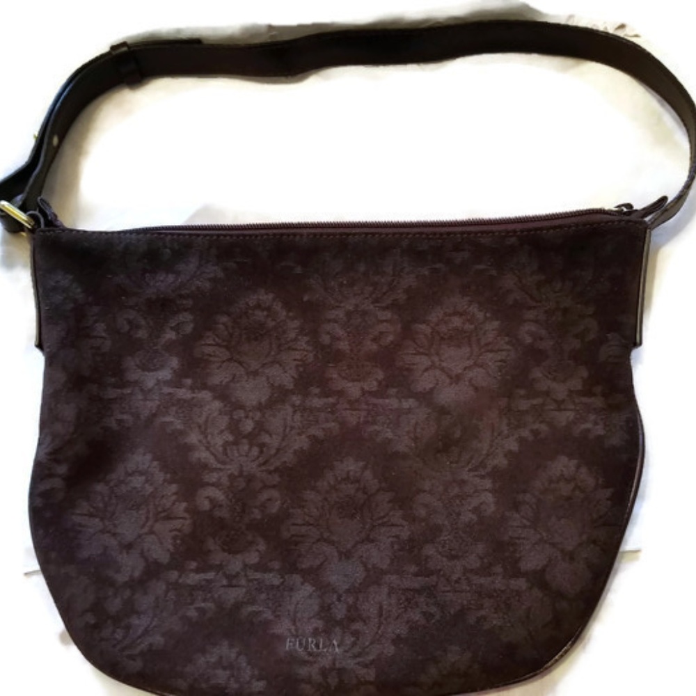 Furla Brown Suede Handbag Purse